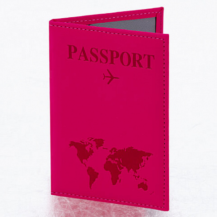 Обложка для паспорта "Passport map", экокожа soft-touch, малиновая, STAFF, 238761