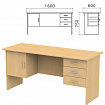 Стол письменный "Канц", 1600х600х750 мм, 2 тумбы, комбинированный, цвет бук невский, СК29.10