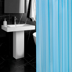 Шторка для ванной ПОЛИЭСТЕР, 180х200 см, кольца в комплекте, ГОЛУБОЙ БРИЛЛИАНТ, PRIMILA (ПРИМИЛА), 700096