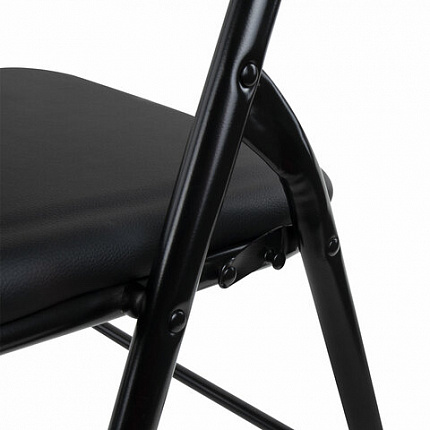 Стул складной BRABIX "Golf CF-007", черный каркас, кожзам черный, гофрокороб, 533024
