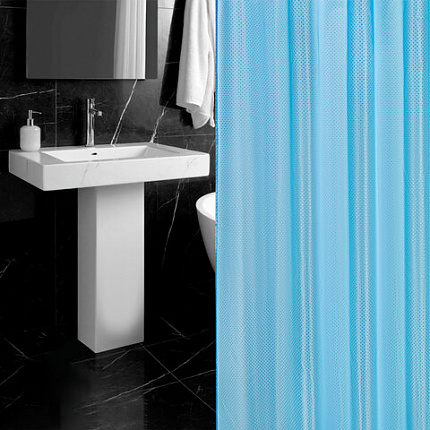 Шторка для ванной ПОЛИЭСТЕР, 180х180 см, кольца в комплекте, ГОЛУБОЙ БРИЛЛИАНТ, PRIMILA (ПРИМИЛА), 700090