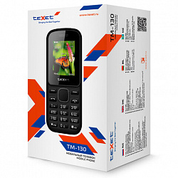 Телефон мобильный TEXET TM-130, 2 SIM, 1,77", 32Мб, microSD, FM, фонарик, черный, 127367