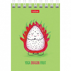 Блокнот МАЛЫЙ ФОРМАТ А7 75х105 мм, 60 л., гребень, картон, клетка, HATBER, "Йога-Фитнес", 066625, 60Б7В1гр