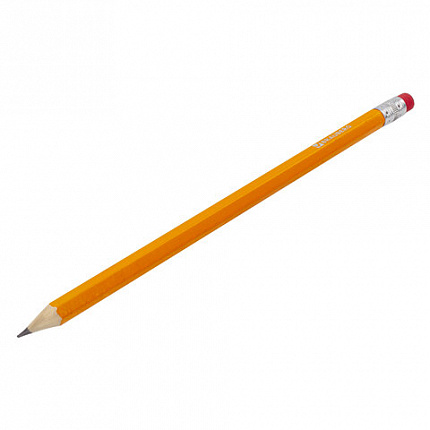 Карандаши чернографитные простые с ластиком HB, ВЫГОДНАЯ УПАКОВКА КОМПЛЕКТ 12 штук, BRAUBERG, 180635