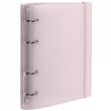 Тетрадь на кольцах А5 175х220мм, 120л, пластик, с резинкой и разделителями, BRAUBERG, Розовый, 404634