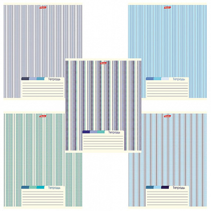 Тетрадь А5, 48 л., HATBER, скоба, линия, обложка картон, "LINE" (микс в спайке), 052332, 48Т5В2