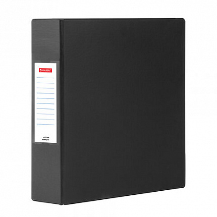Папка на 2 кольцах, ПРОЧНАЯ, картон/ПВХ, BRAUBERG Office, ЧЕРНАЯ, 75 мм, до 500 л., 2