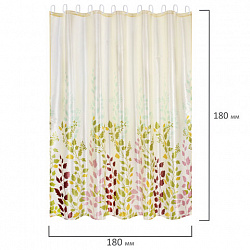 Шторка для ванной ПОЛИЭСТЕР, 180х180 см, кольца в комплекте, ФЛОРА, PRIMILA (ПРИМИЛА), 700080