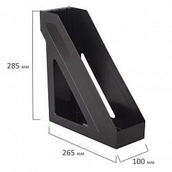 Лоток вертикальный для бумаг BRAUBERG "Basic", 265х100х285 мм, черный, 237009