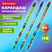 Карандаш чернографитный с принтом кросс-серия МОНСТРИКИ, 1 шт., HB, ластик, ассорти, BRAUBERG, 182110