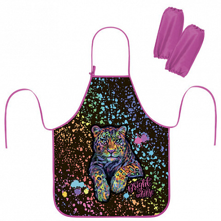 Фартук с нарукавниками для уроков труда ЮНЛАНДИЯ, регулировка по росту, 46х54 см, Bright wildlife, 273764
