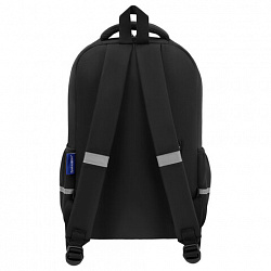 Рюкзак BRAUBERG STYLE, 2 отделения, 4 кармана, "Всем привет!", черный, 40х26х15 см, 274410