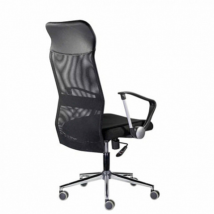 Кресло "Директ Лайт" МС-040, высокая спинка, с подлокотниками, хром, черное