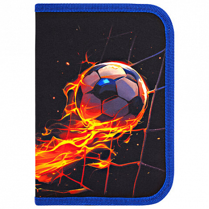 Пенал BRAUBERG, 1 отделение, 2 откидные планки, полиэстер, 21х14 см, "Burning ball", 273529