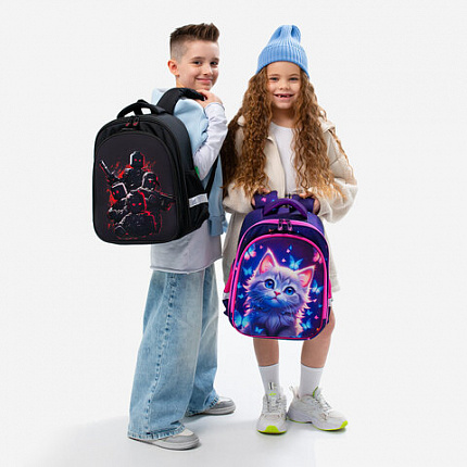 Ранец BRAUBERG KIDS STANDARD, 2 отделения, "Мощные бойцы", 36х28х14 см, 273146