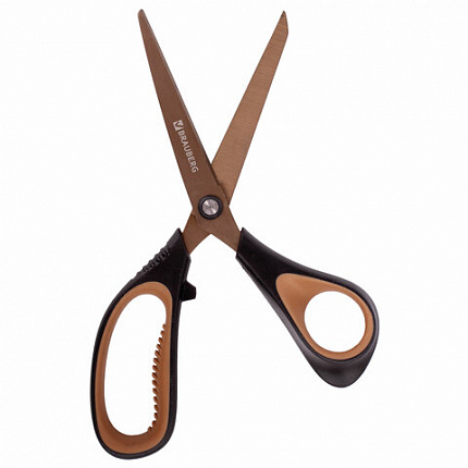 Ножницы BRAUBERG "Heavy Duty", 210 мм, суперпрочные, титановое покрытие, 2-х сторонняя заточка, 236790