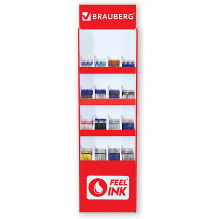 Стойка под письменные принадлежности усиленная BRAUBERG, 180х50х30 см, 4 полки, 16 ячеек, картон, 504342