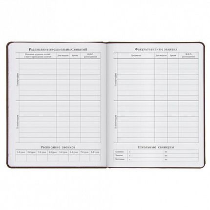 Дневник 1-11 класс 48 л., кожзам (твердая), термотиснение, BRAUBERG "VIENNA", коричневый, 105962