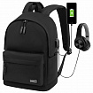 Рюкзак HEIKKI ACTIVE (ХЕЙКИ) универсальный, отделение для ноутбука, USB-порт, черный, 44х31х14 см, 272560