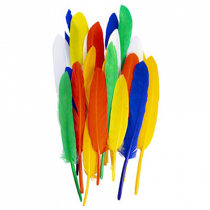 Перья декоративные прямые, 10-15 см, 24 шт., 6 цветов, яркие, ассорти, ОСТРОВ СОКРОВИЩ, 661380