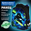Ранец BRAUBERG PREMIUM, 2 отделения, с брелком, "Неоновый рыцарь", объемный дизайн, 38х29х16 см, 274395