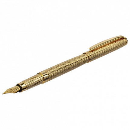 Ручка подарочная перьевая GALANT "VERSUS", корпус золотистый, детали золотистые, узел 0,8 мм, синяя, 143528