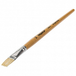 Кисть ПИФАГОР, ЩЕТИНА, плоская, № 10, деревянная лакированная ручка, пакет с подвесом, 200874