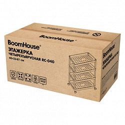 Этажерка (тележка) BOOMHOUSE (БУМХАУС) RC-040 4 яруса, на колесах, В87хШ40хГ22 см, металл/пластик, белая/хром, 701454