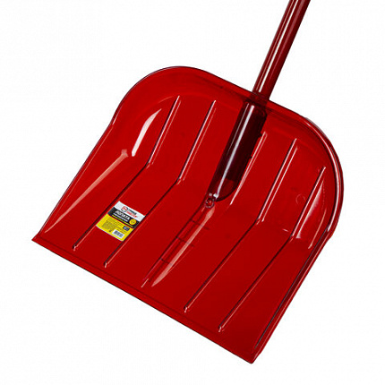 Лопата снеговая 44х38 см "ПОЛИКАРБОНАТ" ГРАНДМАСТЕР, ПРОЧНАЯ, алюминиевый черенок с V-ручкой 130 см, цвет красный, 606625