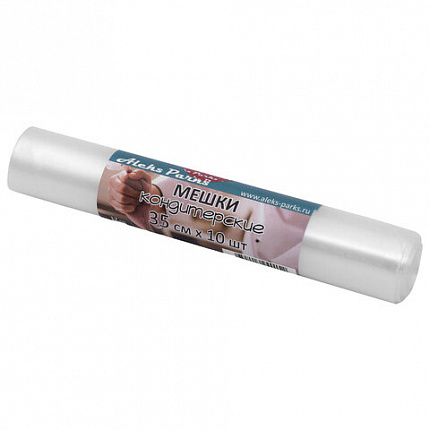 Мешок кондитерский одноразовый 35 см, КОМПЛЕКТ 10 шт. в рулоне, ПЛОТНЫЙ 90 мкм, ALEKS PARKS, А35-10