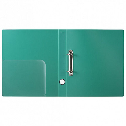 Папка на 2 кольцах BRAUBERG "Стандарт", 40 мм, зеленая, до 300 листов, 0,9 мм, 270481
