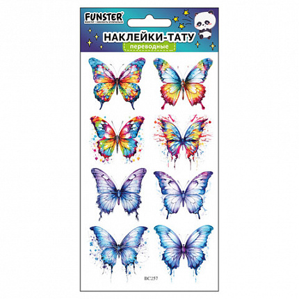 Наклейки-тату переводные "Цветные", 20,5х10 см, ассорти 12 видов, FUNSTER (ФАНСТЕР), 666105
