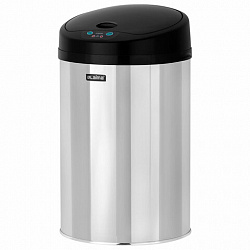 Ведро для мусора СЕНСОРНОЕ 12 л, нержавеющая сталь, черная матовая крышка, питание от 4-х батареек AA (не входят в комплект), LAIMA, 609326