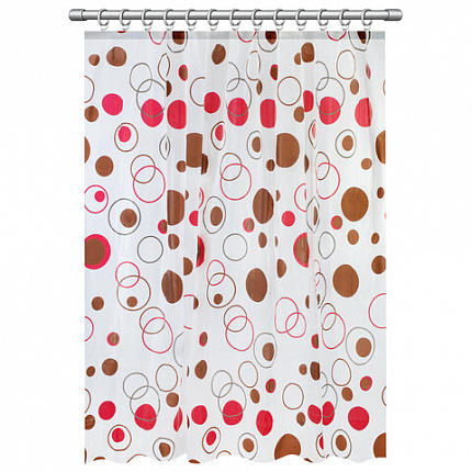 Шторка для ванной PEVA, 180х180 см, кольца в комплекте, дизайн ассорти, КРУГИ, WBZ (ВБЗ), 700070
