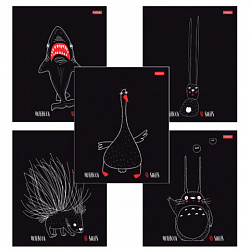 Тетрадь А5 48 л., HATBER скоба, клетка, обложка картон, "Нескучные герои" (микс в спайке), 088361, 48Т5В1