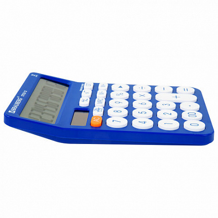 Калькулятор настольный BRAUBERG STYLE-12-BL (157х106 мм), 12 разрядов, двойное питание, СИНИЙ, 272966