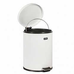 Ведро мусорное с педалью 5 литров "Classic", БЕЛОЕ ГЛЯНЦЕВОЕ, металлическое, со съемным внутренним ведром, LAIMA, 604947