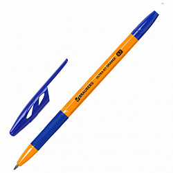 Ручки шариковые с грипом BRAUBERG "ULTRA GT ORANGE", НАБОР 8 ШТУК, СИНИЕ, корпус оранжевый, узел 0,7 мм, линия 0,35 мм, 144530