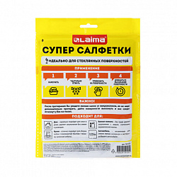Салфетка КОРЕЙСКАЯ УМНАЯ для дома и авто БЕЗ РАЗВОДОВ, 30х40 см, 3 шт., УНИВЕРСАЛЬНАЯ, LAIMA, 702524