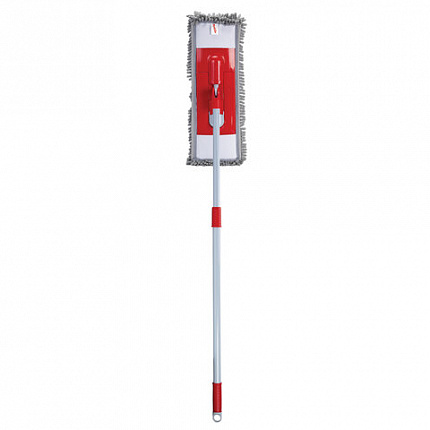 Швабра КОМПЛЕКТ черенок 75-130 см + флаундер 40 см + МОП микрофибра СИНЕЛЬ (ТИП К), PERKLIN (ПЕРКЛИН), 700981