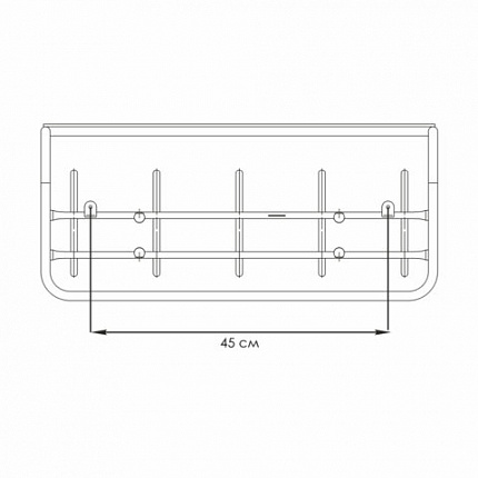 Вешалка настенная с полкой "ВСП6", 265х600х220 мм, 5 крючков, металл, черная, ВСП 6 Ч
