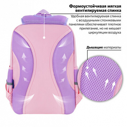 Рюкзак BRAUBERG STAR, 1 отделение, 5 карманов, "Capybara", розовый, 40x29x13 см, 272062