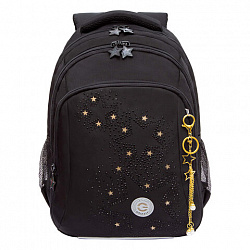 Рюкзак GRIZZLY школьный, анатомическая спинка, 3 отделения, для девочек, "GOLDEN&BLACK", 40х27х20 см, RG-561-2/1