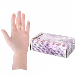 Перчатки виниловые смотровые 50 пар (100 штук), размер 6-7, S (малый), прозрачные, SFM, Германия