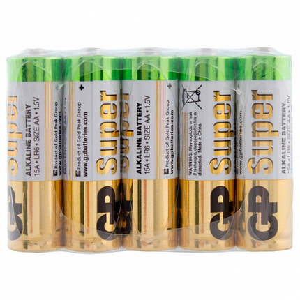 Батарейки GP Super, AA (LR6, 15А), алкалиновые, пальчиковые, КОМПЛЕКТ 60 шт., 15A-2CRVS60