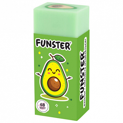 Ластики FUNSTER (ФАНСТЕР) "AVOCADO", НАБОР 3 штуки, 50х21х16 мм, прямоугольные, картонный держатель, экологичный ПВХ, блистер, 272724