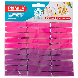 Прищепки бельевые 7,8 см, КОМПЛЕКТ 20 штук, пластик, ассорти, PRIMILA (ПРИМИЛА) ORIGINAL, 700511
