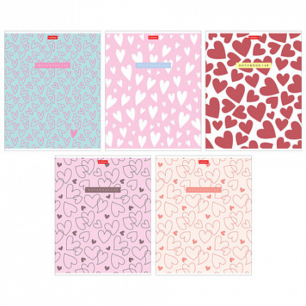 Тетрадь обложка пластик, А5 48л. скоба, клетка, HATBER, LOVE IS.... (микс в спайке),, 48Т5В1пл