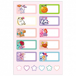 Наклейки бумажные для маркировки ПОДПИШУ ВСЕ для девочек, НАБОР 4 листа А5, 113 наклеек, HATBER