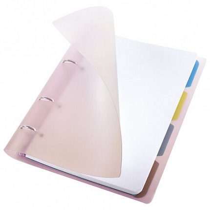 Тетрадь на кольцах А5 175х220мм, 120л, пластик, с разделителями, BRAUBERG, Красный, 404630